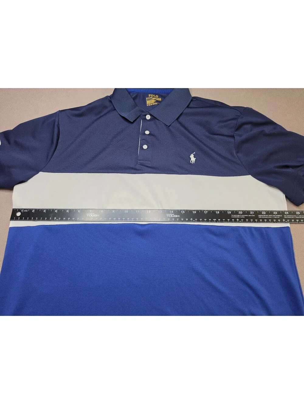 Polo Ralph Lauren Performance Men’s XL Colorblock Golf Polo Shirt Blue White